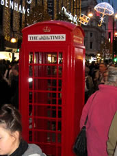 Red Phoney Box outside Debenhams in Regent Street, London